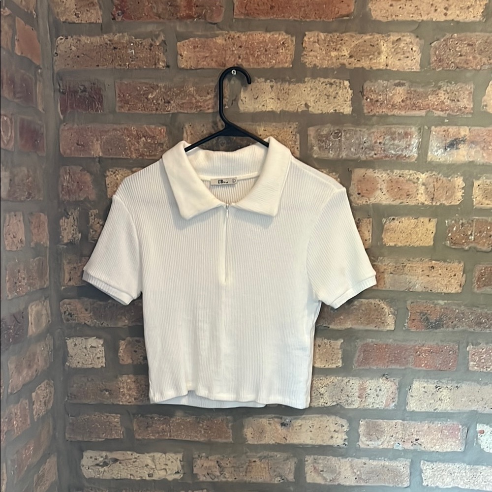 White Ribbed Crop Top